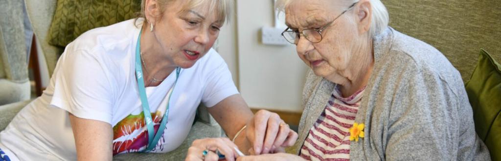 A council worker supporting an older lady