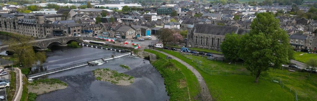 An aerial view of Gooseholme in Kendal.