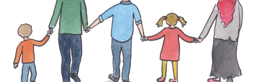 Family group holding hands 