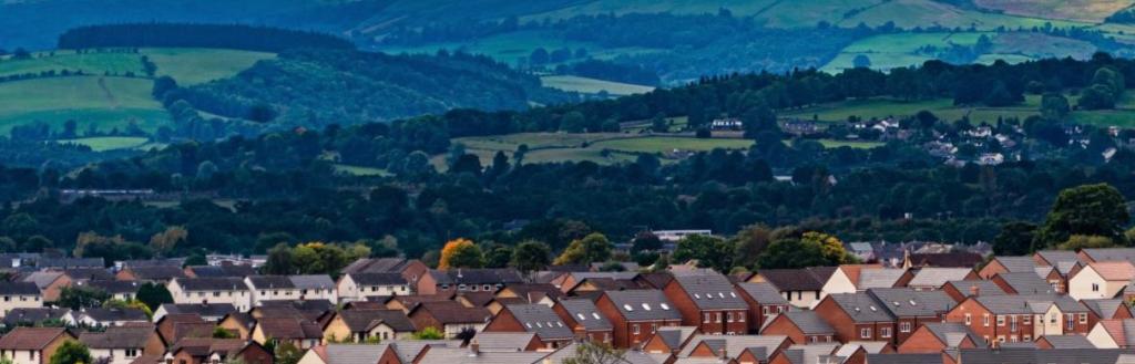 A view overlooking a new housing estate in Penrith.