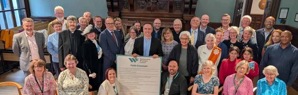 Group photograph from Faith Covenant signing in Kendal Town Hall