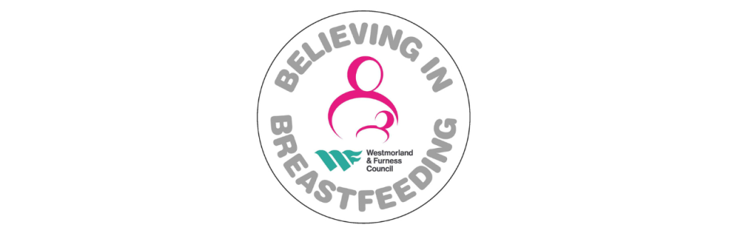 Logo with text believing in breastfeeding