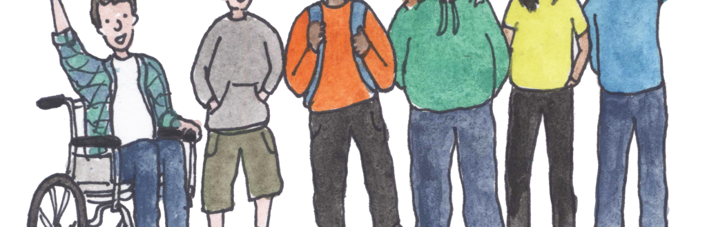 Illustration of six teenagers