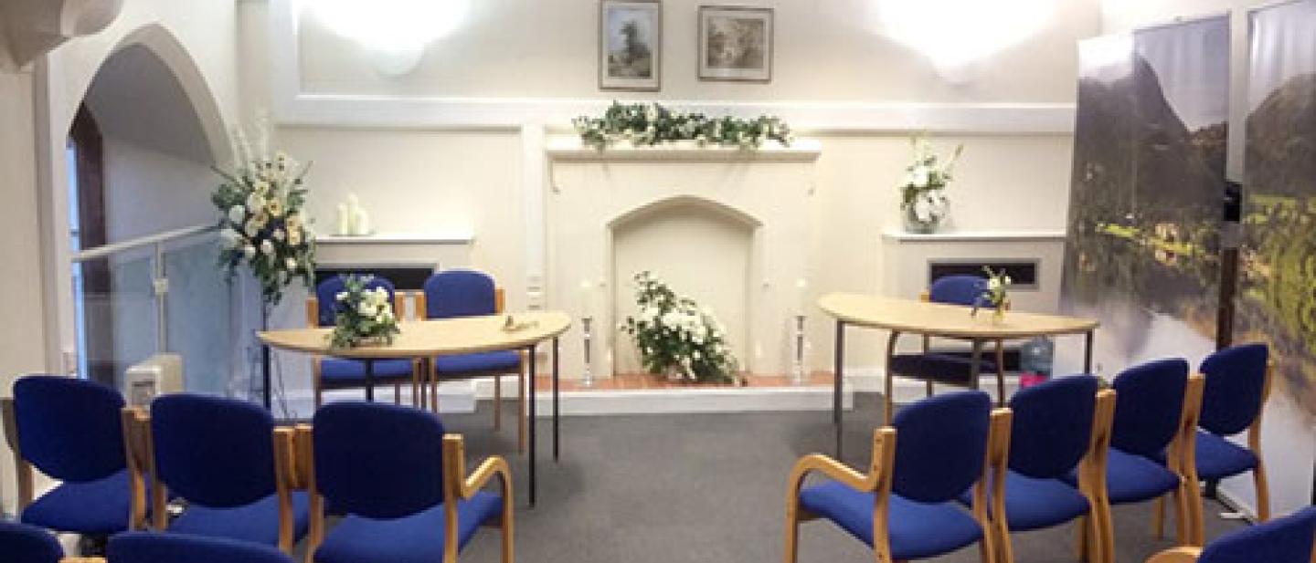 A ceremony room in Penrith Register Office